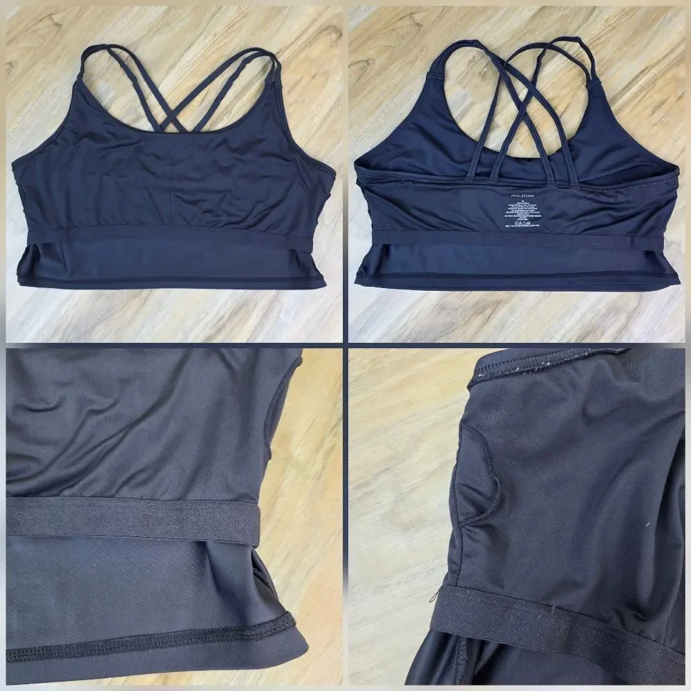 💇‍♀️Maurices Black Strappy Crop Sports Bra Sleeveless Top Size 3X